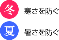 冬は寒さを防ぐ、夏は暑さを防ぐ